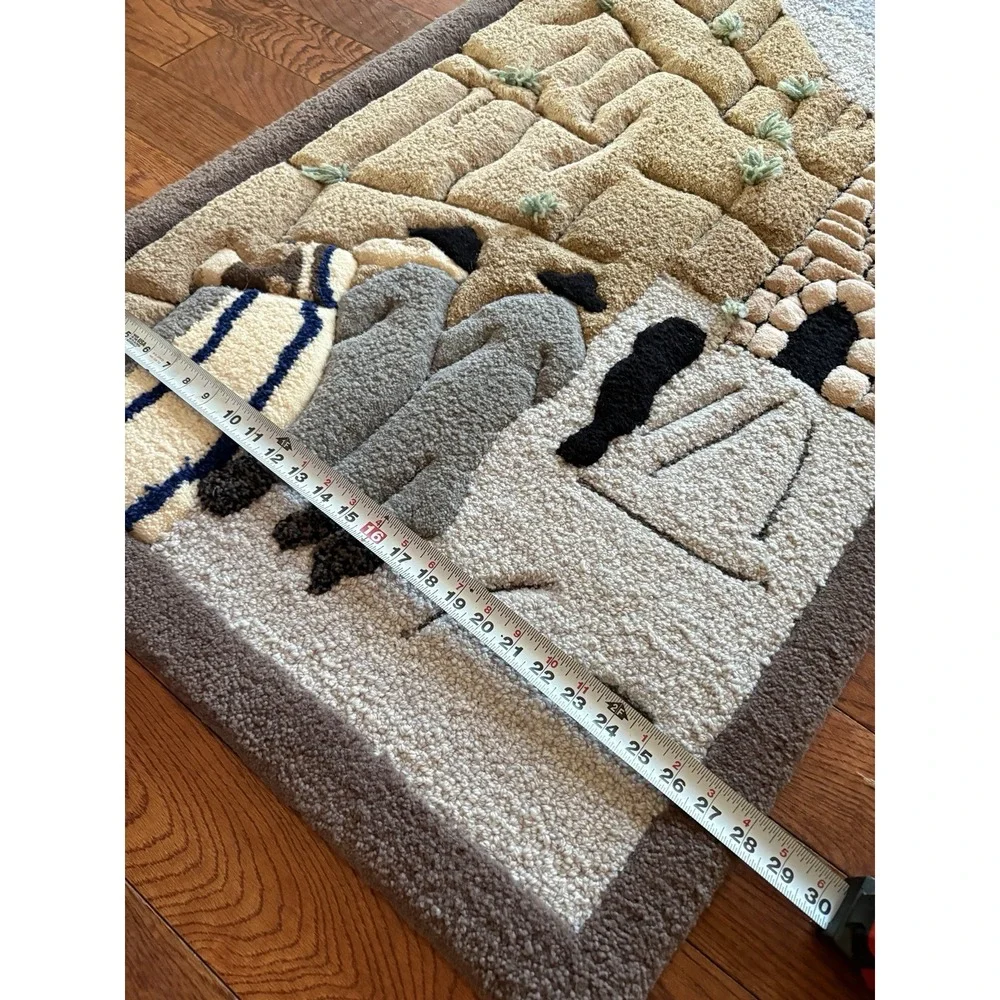 VTG TEFEN CARPETS ISRAELI WAILING WALL  TAPESTRY WOOL Wall Hanging 2.3' By 3.75'